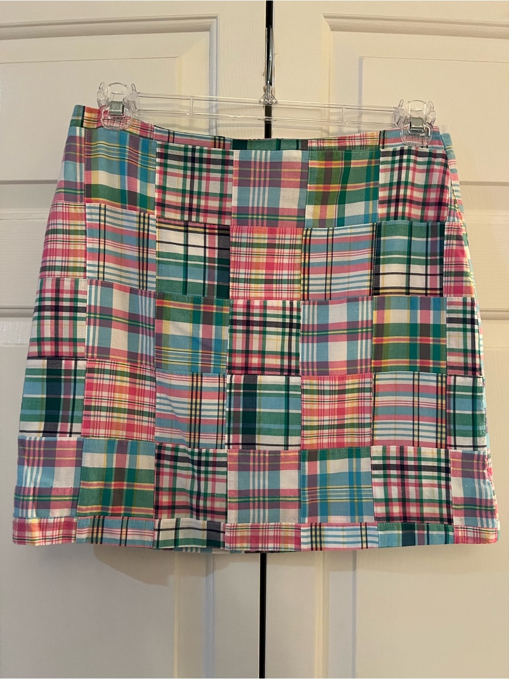 Talbots Patchwork Madras Plaid Skirt in Pink, Green & Blue Size 8